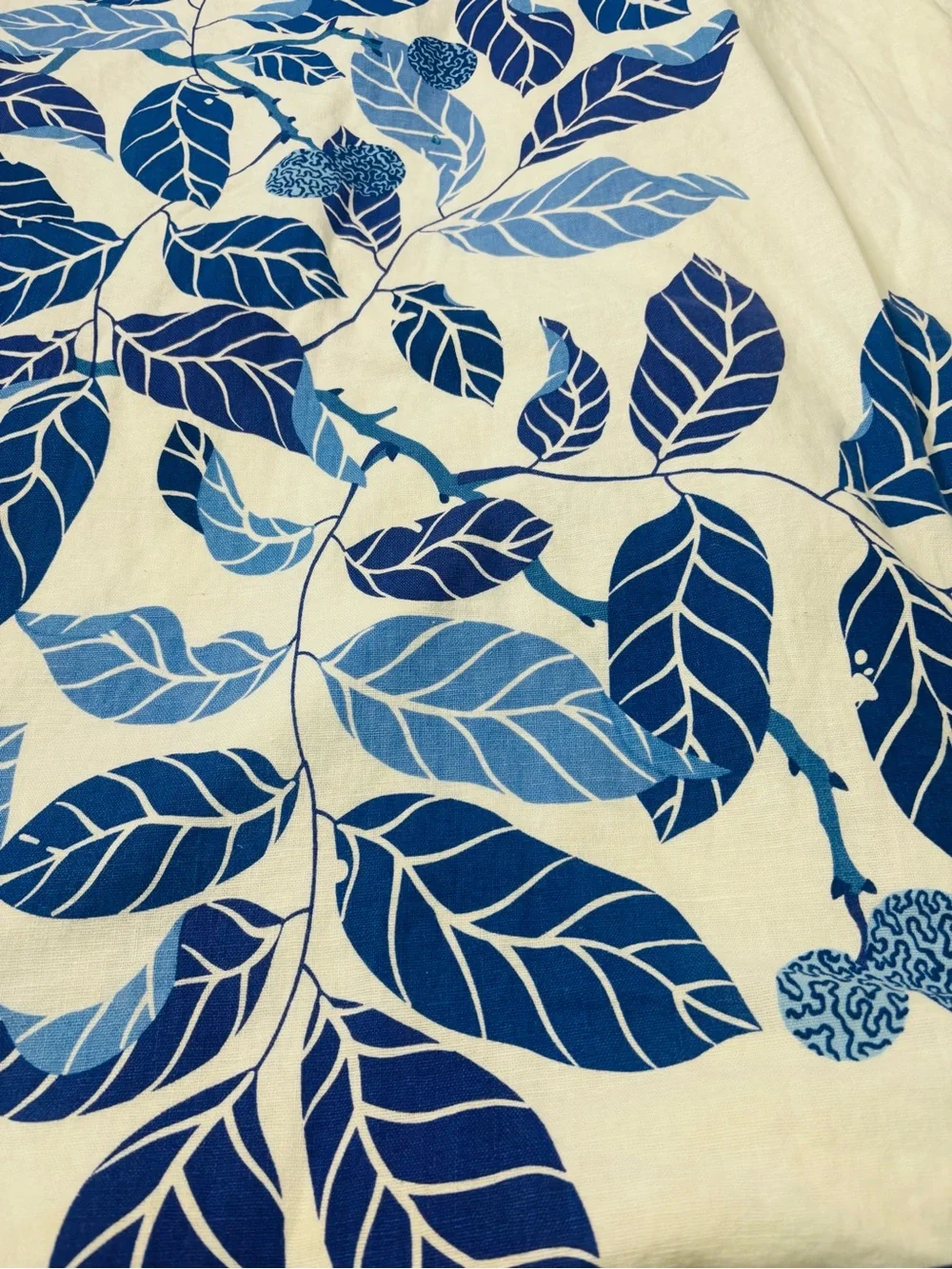 IKEA Blad Stockholm Blue & White Leaf Print Curtains(2)